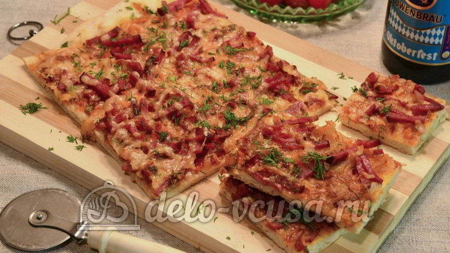 Рецепт пиццы с колбасой