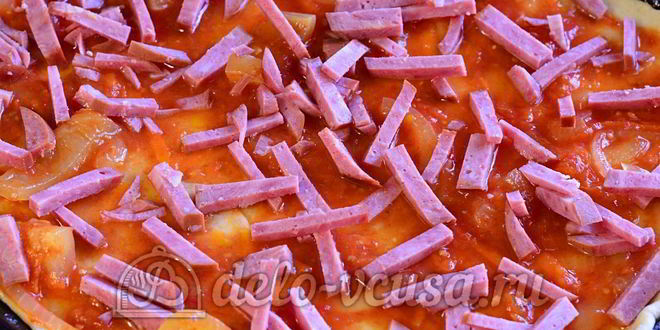 Рецепт пиццы с колбасой