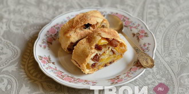 Рецепт яблочного штруделя из слоеного теста
