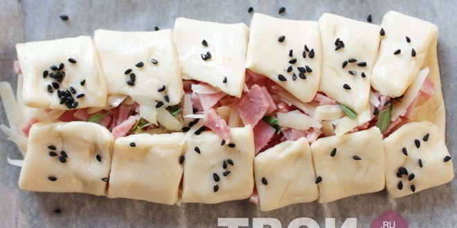 Рецепт слоеных слоек с ветчиной и сыром