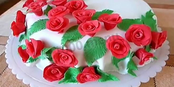 Рецепт торта с розами из мастики