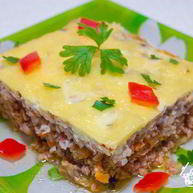 Рецепт Мясной запеканки с гречкой и баклажанами