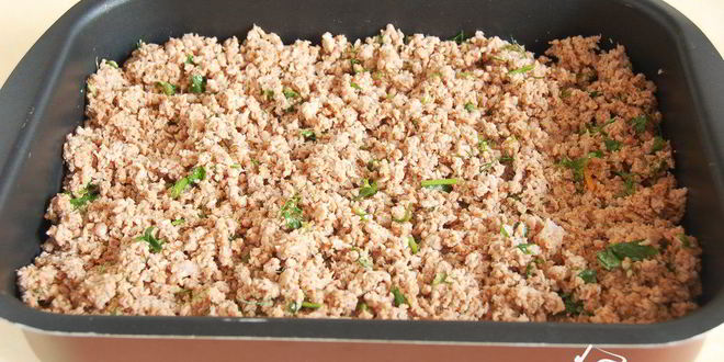 Рецепт мясной запеканки с гречкой и баклажанами