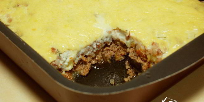 Рецепт мясной запеканки с гречкой и баклажанами