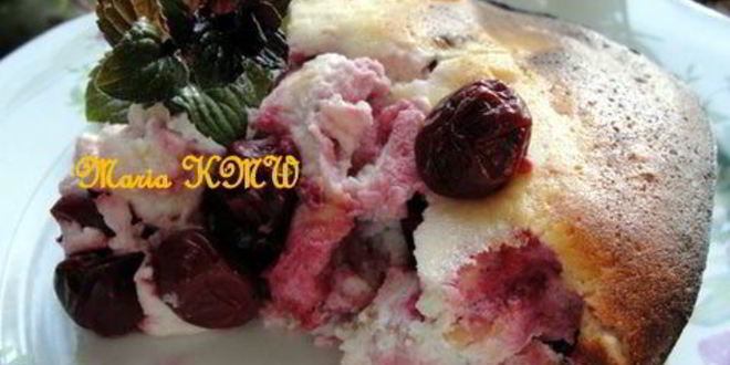 Рецепт творожной запеканки с вишней