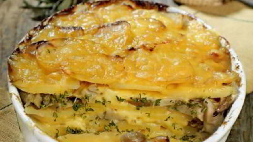 Рецепт запеканки из картофеля, вешенок и сыра