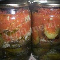Рецепт Баклажанов с чесноком и помидорами на зиму