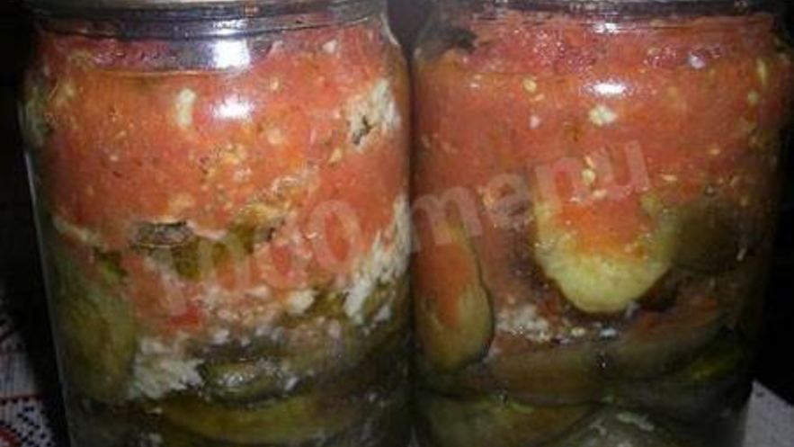 Рецепт баклажанов с чесноком и помидорами на зиму