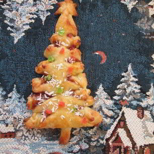 Рецепт Елочки с джемом из творожно-слоеного теста