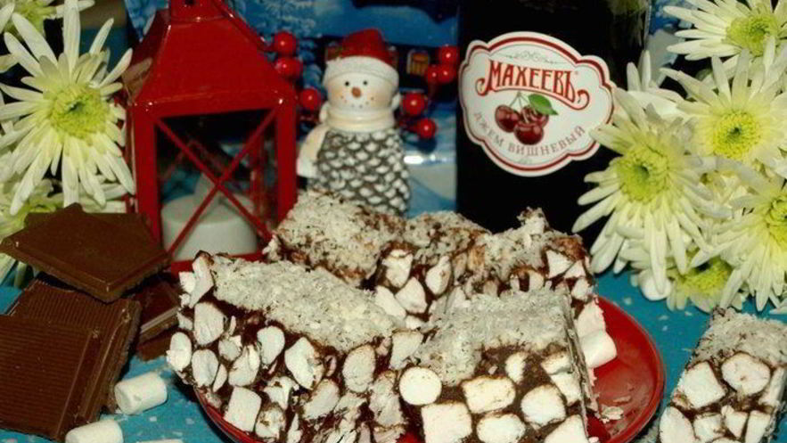 Рецепт маршмеллоу с шоколадом и вишневым джемом