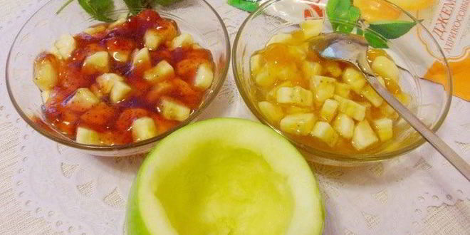 Рецепт запеченных яблок с джемом и бананом