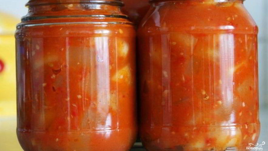 Рецепт кабачков, жареных в томате, на зиму