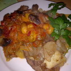 Рецепт Баранины, запеченой под острым соусом из лечо