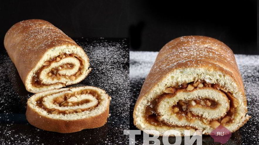 Рецепт рулета с повидлом и арахисом