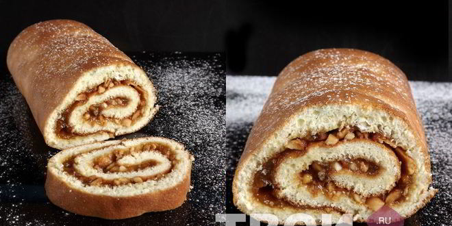 Рецепт рулета с повидлом и арахисом