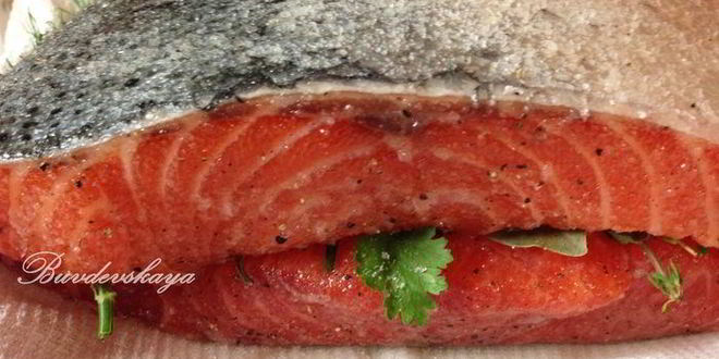 Рецепт слабосоленой семги с пряными травами