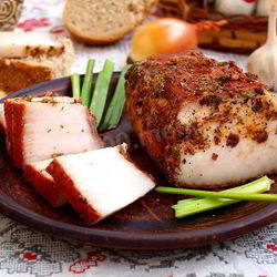 Рецепт Соленого сала в луковой шелухе