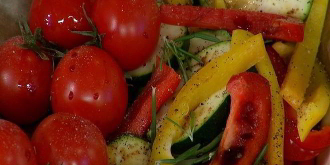 Рецепт запеченных овощей и хумус с вялеными помидорами