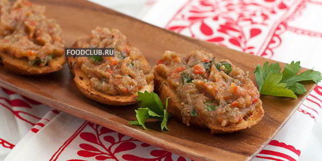 Рецепт брускетты с запеченным баклажаном