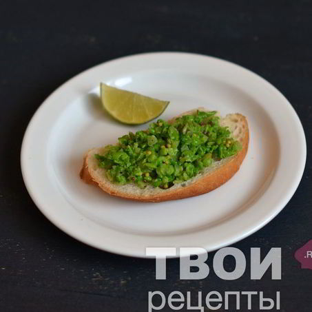 Рецепт Брускетты с зеленым горошком