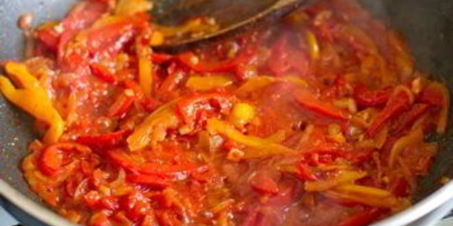 Рецепт брускетты с жареным сладким перцем