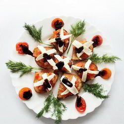 Рецепт Брускетт из моцареллы Unagrande и помидоров