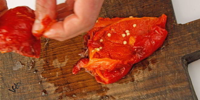 Рецепт бутерброда с творожным сыром и печеным перцем