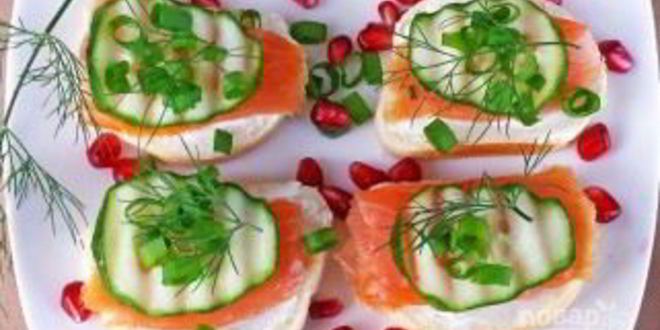 Рецепт бутербродов с красной рыбой и огурцом