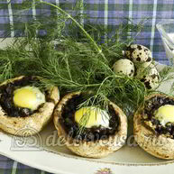 Рецепт Фаршированных шампиньонов с перепелиными яйцами