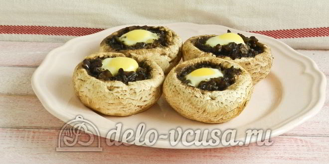 Рецепт фаршированных шампиньонов с перепелиными яйцами