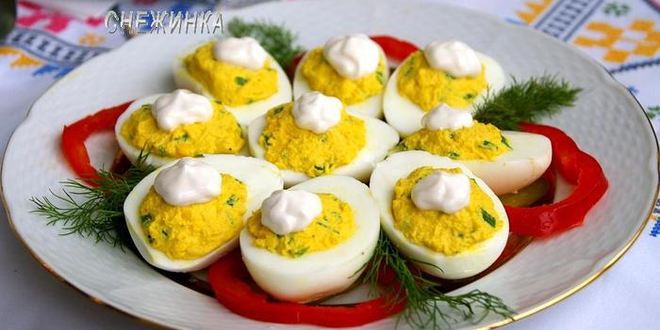 Рецепт фаршированных яиц под майонезом