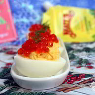 Рецепт Фаршированных яиц с сыром и красной икрой