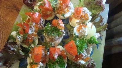 Рецепт Канапе яйца фаршированные ореховой начинкой