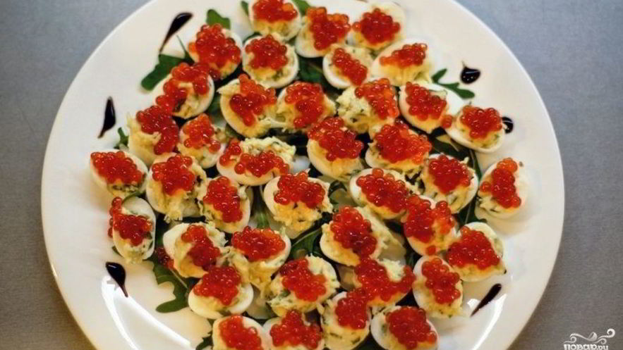 Рецепт перепелиных яиц, фаршированных икрой