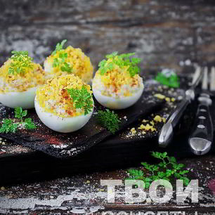 Рецепт Яиц, фаршированных кальмарами