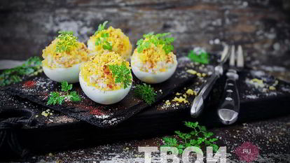 Рецепт Яиц, фаршированных кальмарами