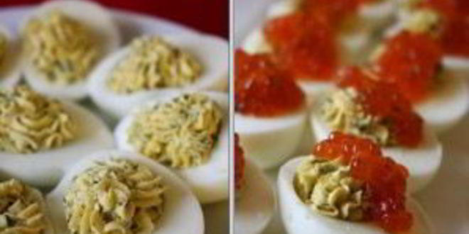 Рецепт яиц, фаршированных красной рыбой
