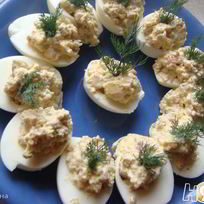 Рецепт Яиц, фаршированных креветками и оливками