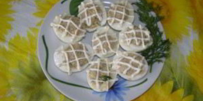 Рецепт яиц, фаршированных паштетом