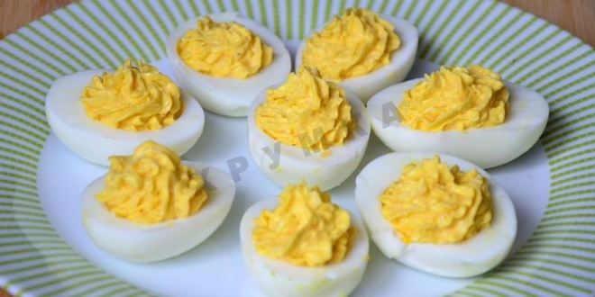 Рецепт закуски яйца фаршированные зеленью с твердым сыром