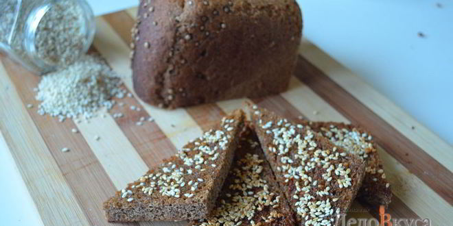Рецепт гренков из черного хлеба с кунжутом