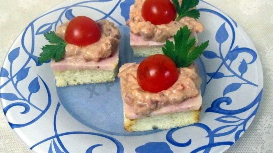 Рецепт канапе делис с ветчиной и фасолью