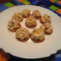 Рецепт Канапе с ананасами, курицей и апельсинами