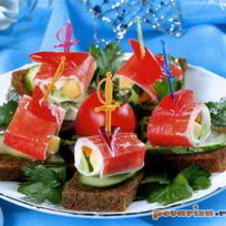 Рецепт Канапе с крабовыми палочками