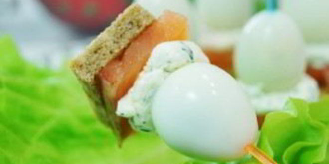 Рецепт канапе с перепелиными яйцами