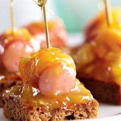 Рецепт Канапе с сосисками в апельсиновой глазури