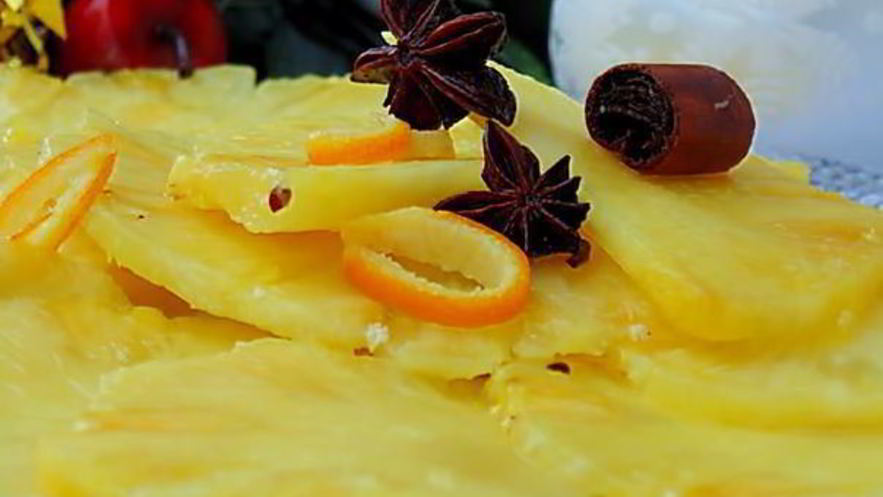 Рецепт карпачча из ананаса с просекко и специями