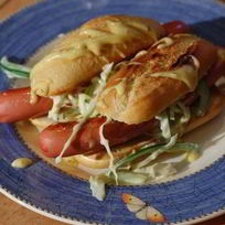 Рецепт Хот-догов с зелеными овощами и горчичным майонезом