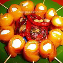 Рецепт Легкой закуски из болгарского перца и сыра Моцарелла