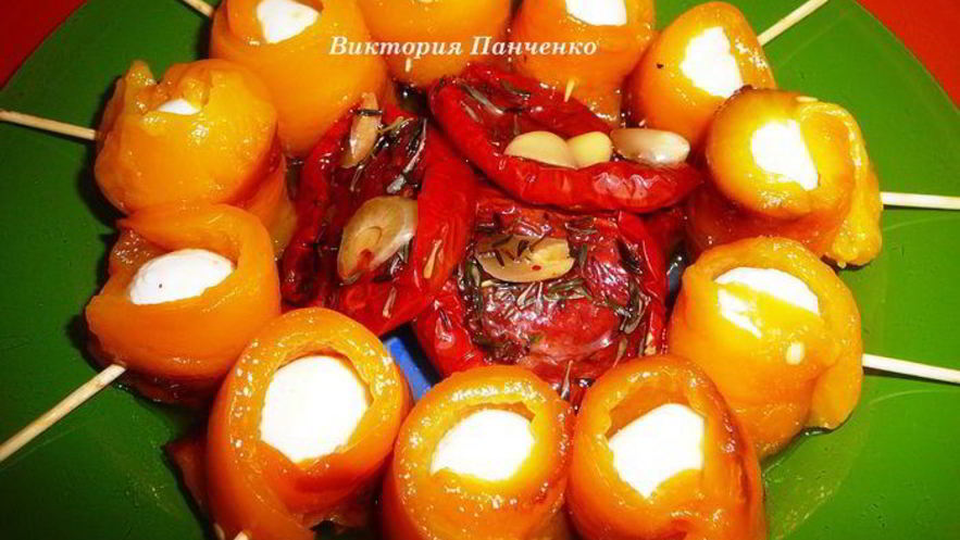 Рецепт легкой закуски из болгарского перца и сыра моцарелла